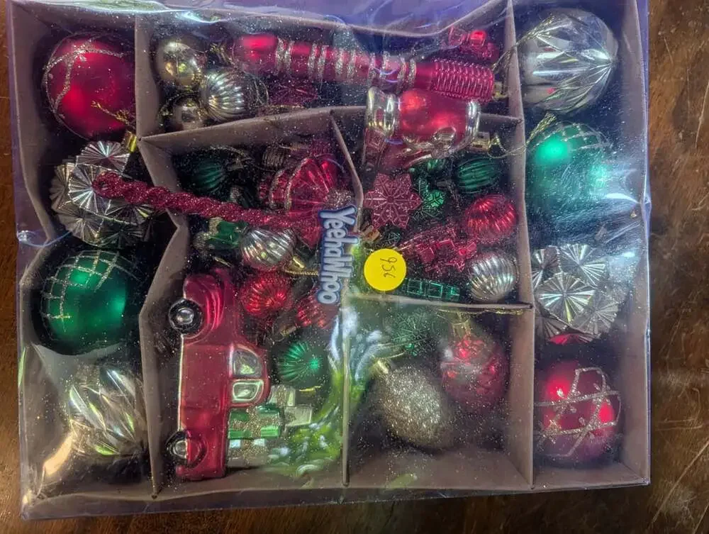 Valery Madelyn Christmas Ornaments Red Green Gold Shatterproof Set